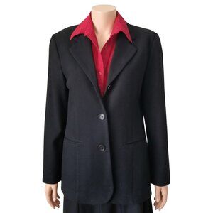 NYCC New York Clothing Co Blazer 100% Wool Black Button Front Womens Size 10
